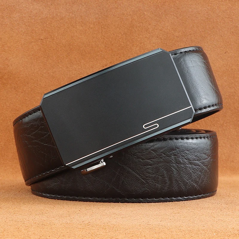 Belts men black Automatic Buckle inner wear full grain leather luxury famous brand high quality formal younth Waistband