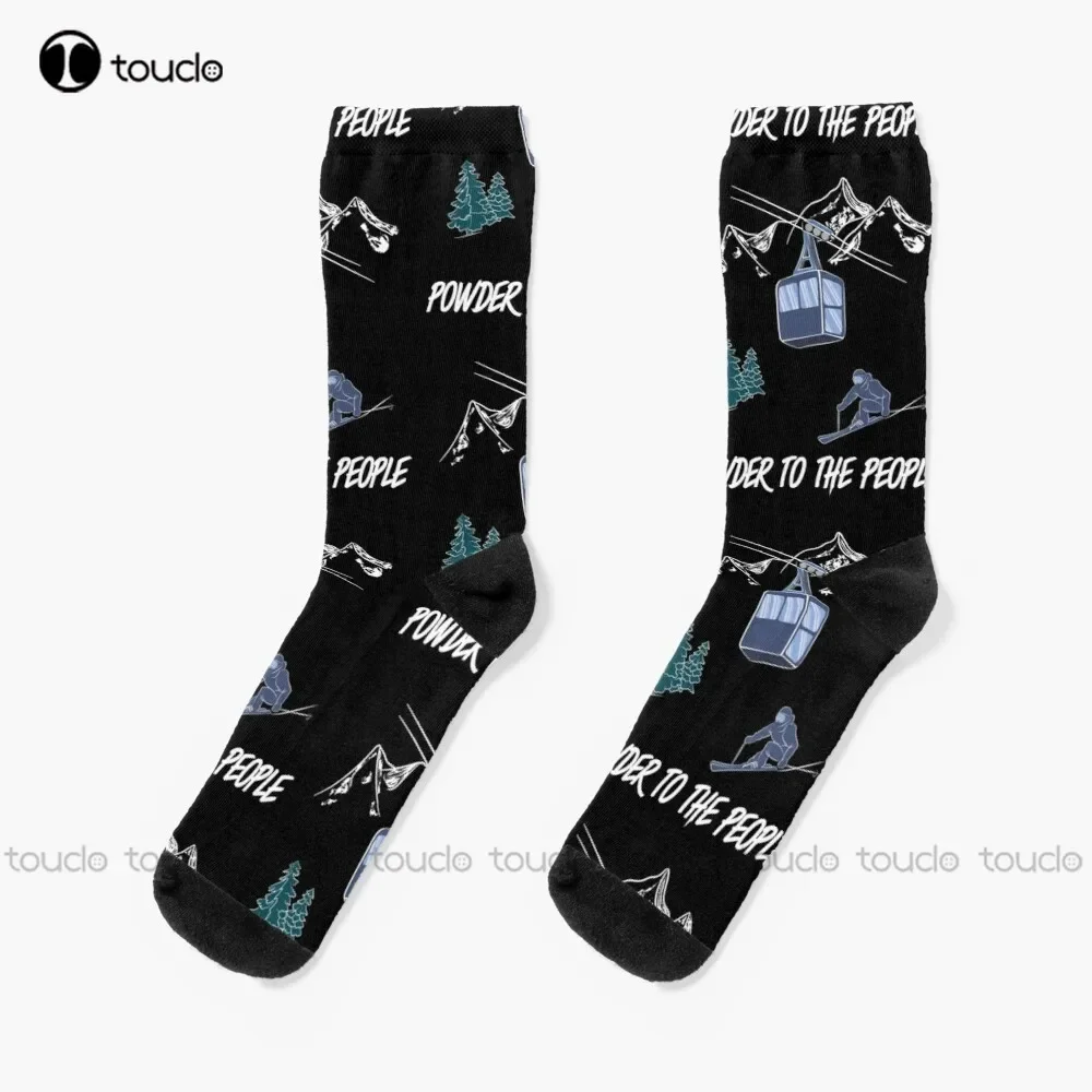 Powder To The People Ski Lift Resort Winter Sports Socks