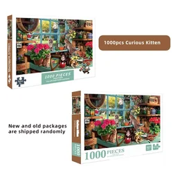 75*50cm adulto 1000 pezzi Jigsaw Puzzle gattino strano simpatici animali dipinti giocattoli per ridurre lo Stress regali di natale