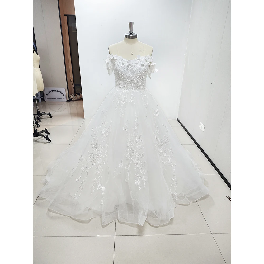 KSDN Vestido de novia de lujo con hombros descubiertos, apliques drapeados, cola real, cuello en V, sin mangas, elegante, para mujer, فستان =>ات mire40. 2025