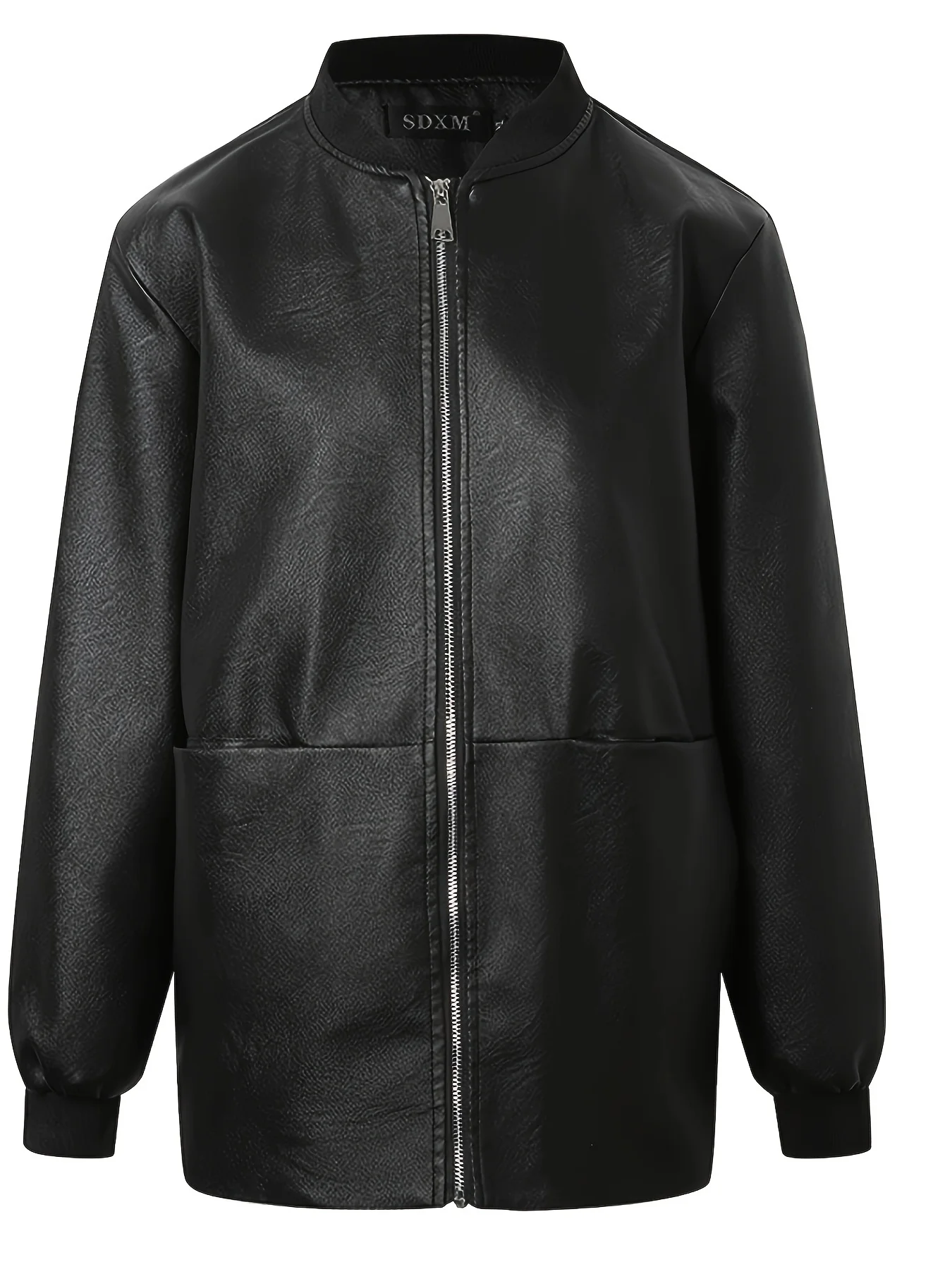 Damska kurtka baseballowa na wiosnę i jesień o średniej długości z kołnierzem baseballowym Pu Leather Jacket
