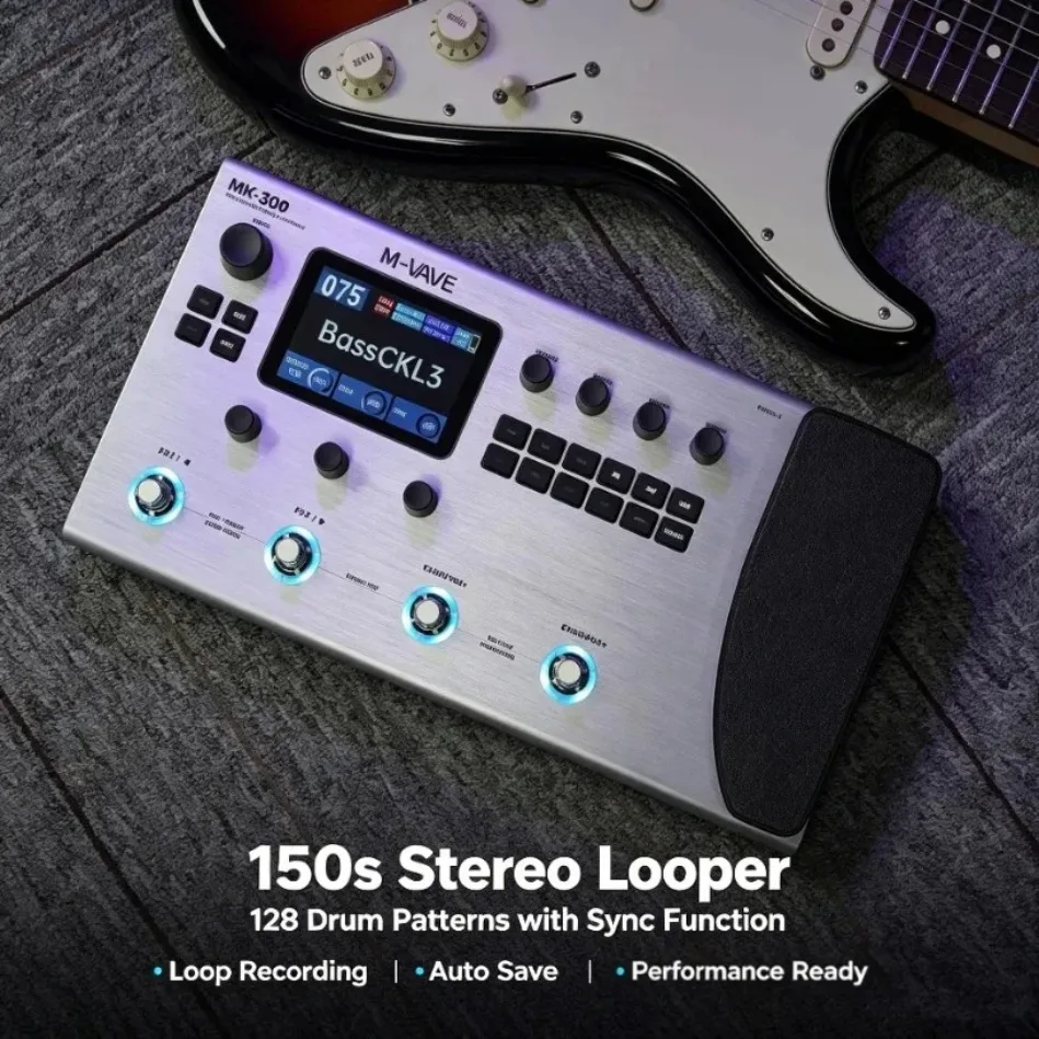 M-VAVE MK-300 Wireless Guitar Amp Modeler Processor 320+ Effects IR Cabinet 5000mAh Battery 150s Looper USB-C Audio Interface