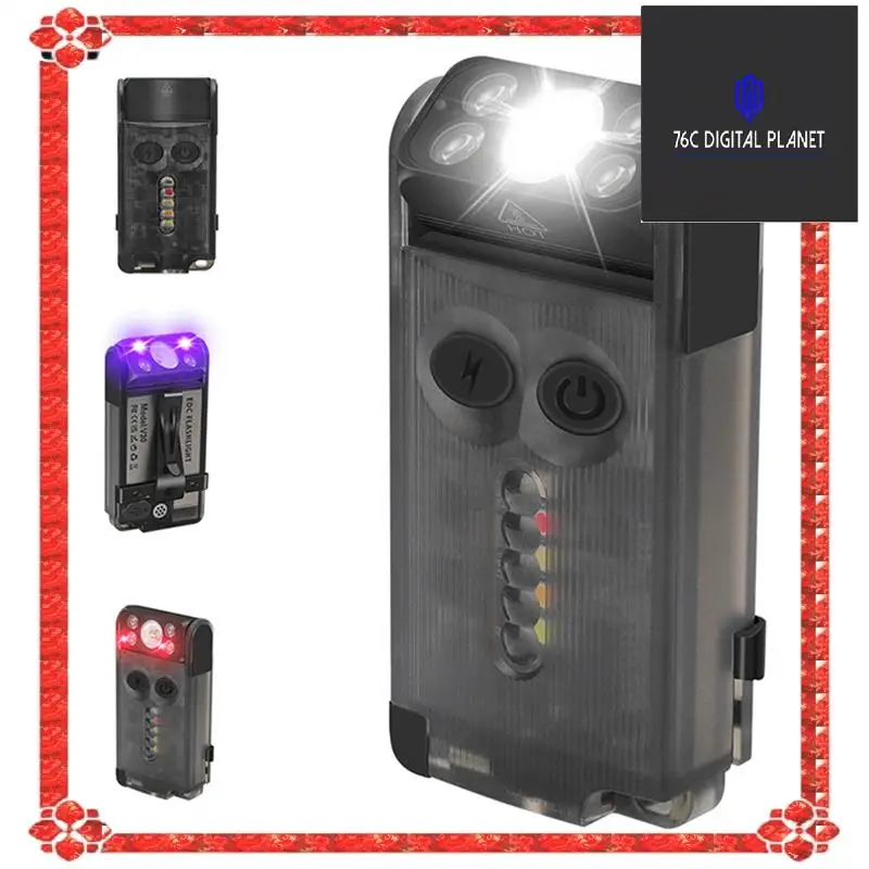 V30 Flashlight LED Keychain Light Keychain Light Camping Fishing Torch Emergency