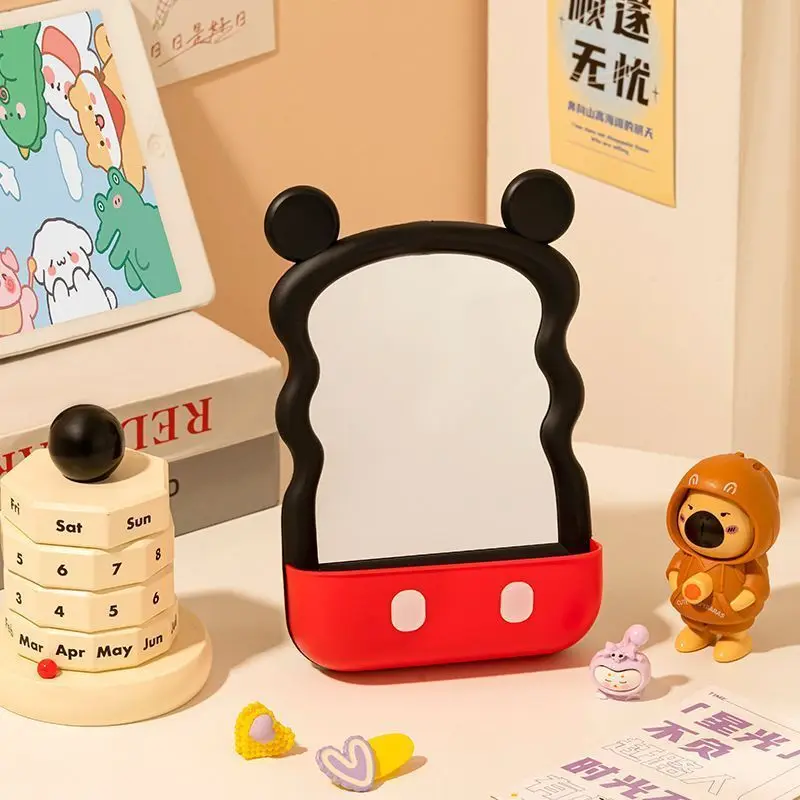 

Disney Mickey Mouse Mirror Kawaii Cartoon Anime Figures Makeup Mirror Desktop Ornament Storage Room Decoration Girl Women Gifts