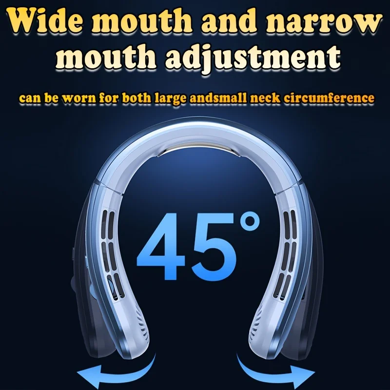 100 levels of wind adjustable USB neck fan, adjustable wearing size, physical cooling sheet, type-c charging, silent wind, LED d