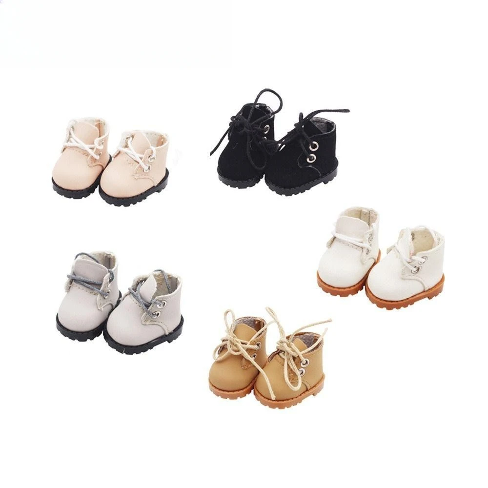 For Labubu Doll Shoes Lace-up 3.8cm Doll Finger Shoes Accessories Mini Kawaii Cute Doll Leather Shoes for 15-17cm Labubu