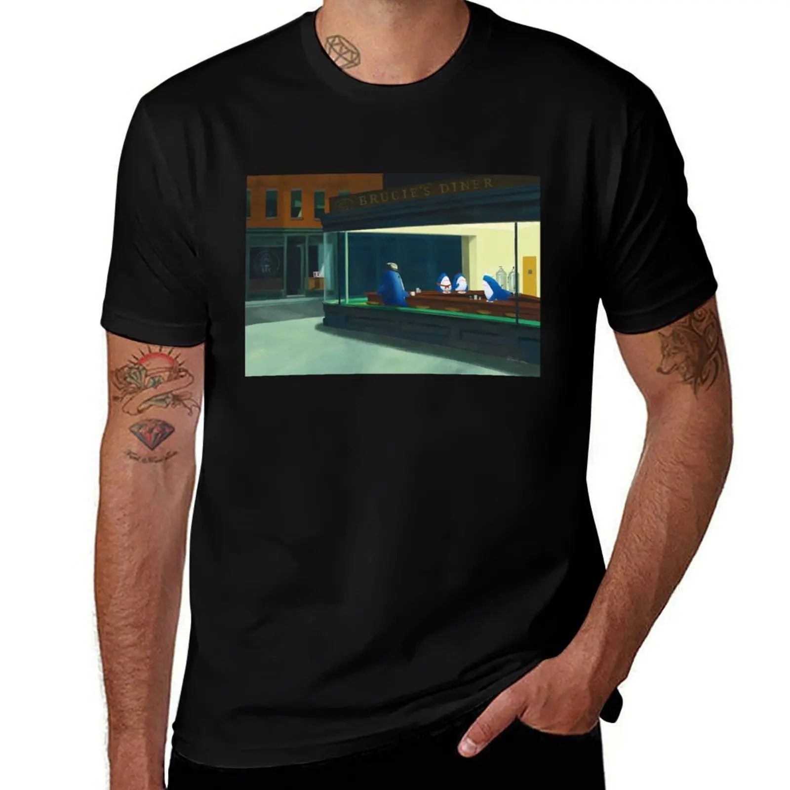 

Nighthawks: blahaj/shark edition T-Shirt t shirt men 100% cotton luxury brand man t shirts high quality luxury brand T-Shirt