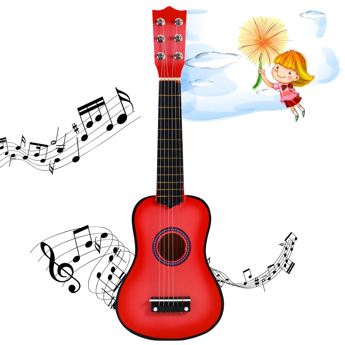 21 Inch Kids Guitar Portable Wooden Acoustic for Children Beginner Music Learning Instrument Smooth Frets Design
