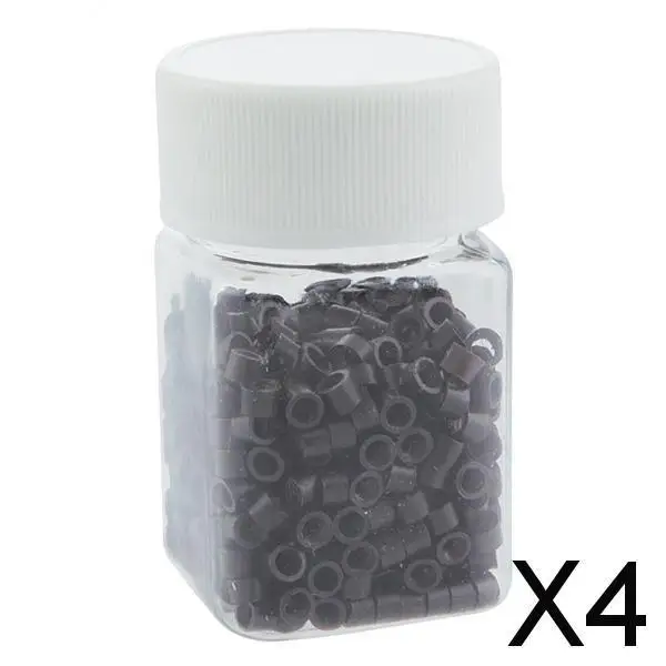 4x400pcs Extensiones de cabello Pelucas Micro Anillo Enlace Tubos Negro