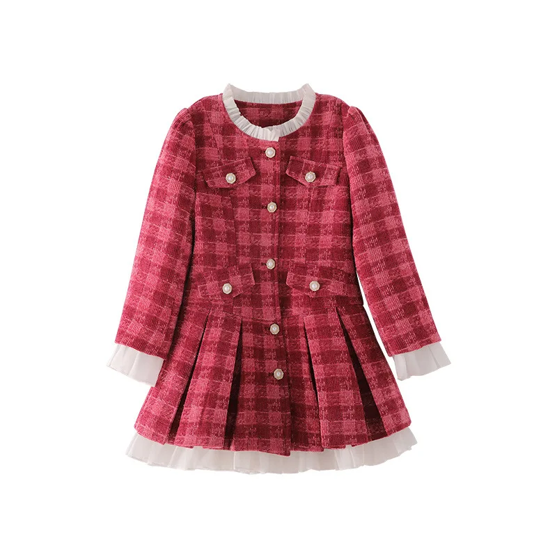 Children Girls Dress Teen Girl Autumn Winter Plaid Dresses Clothes Child Princess Elegent Christmas Dress Birthday Party Costume