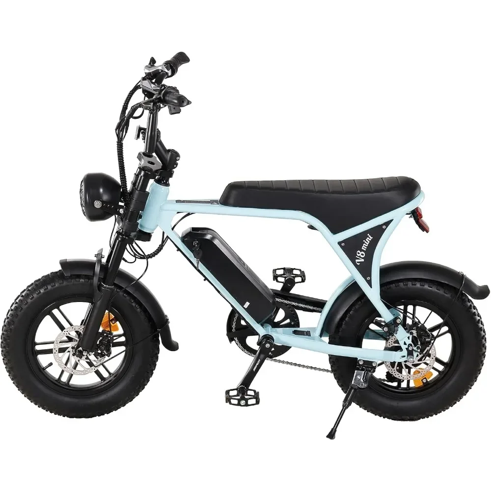 

Электровелосипед V8 Mini для взрослых - мотор 500 Вт, скорость 32 км/ч, широкие шины 16x4, аккумулятор 10.4 Ач для поездок на работу и бездорожья