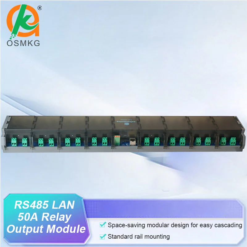 Oshangming 32 Channel Relay Output Module 50A Single Open Relay with RS485/LAN DC12/24V Modbus RTU/TCP for Industry Automation