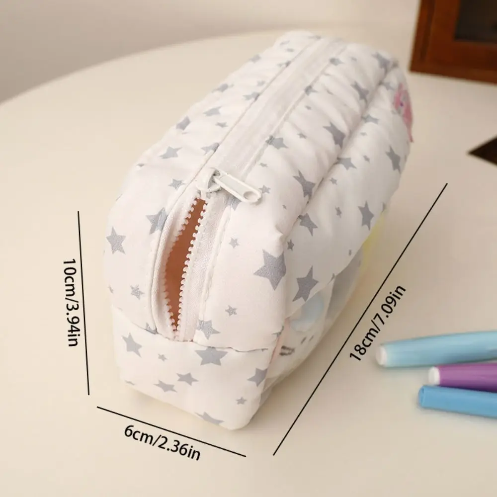 Creative Star Pattern Handheld Pen Bag Large Capacity With Plush Dolls Stationery Bag Multifunctional Pencil Case School Office