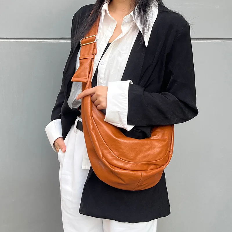 

Retro Solid Color Female Shoulder Bags Large Capacity Women's Hobos Crossbody Bags High Quality Pu Leather Ladies Purse Handbags