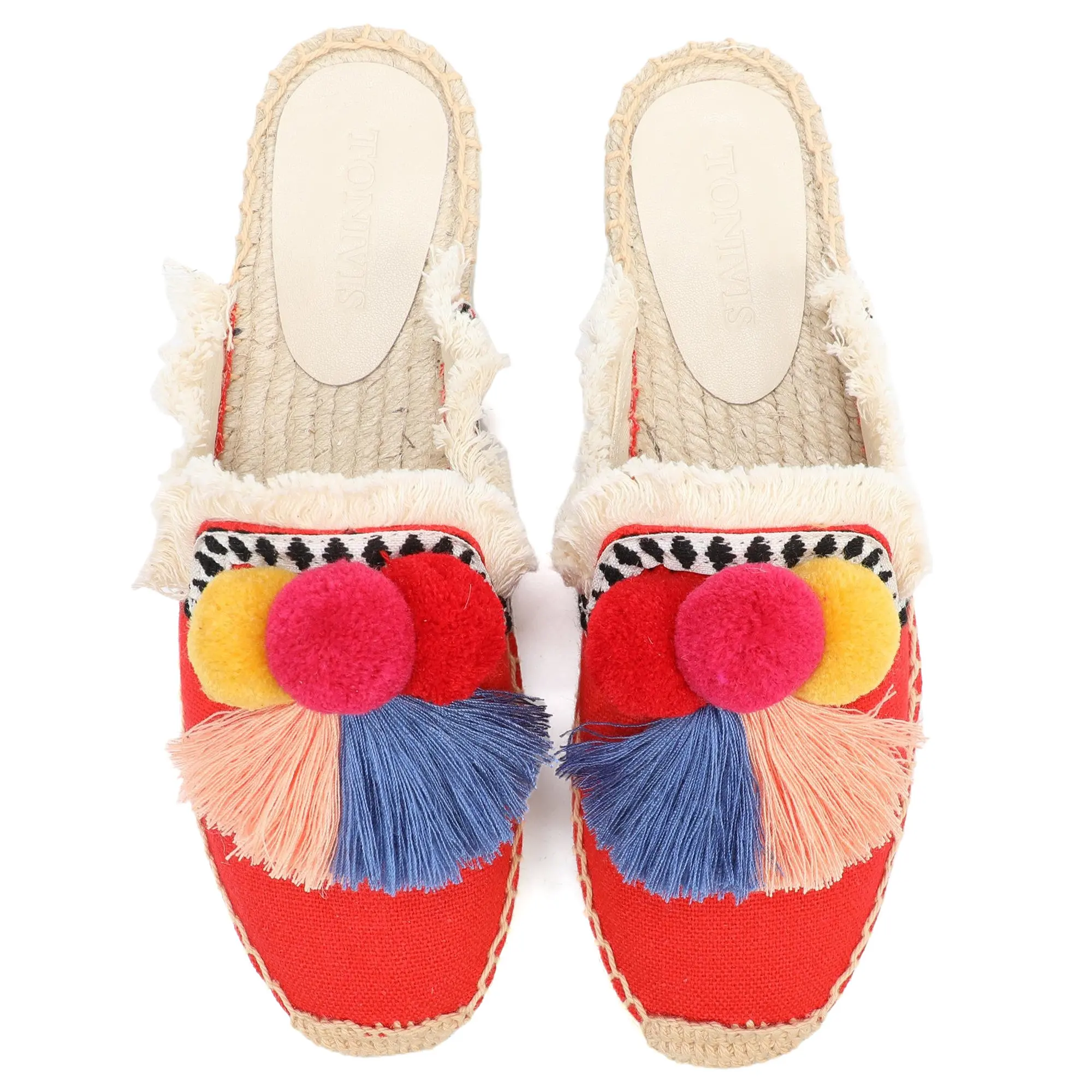 Women\'s Slippers  Espadrilles  Fluffy Ball Mule Slides Sale -  Rubber Hemp Shoes Outside Spring  women  sandals