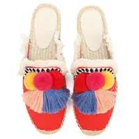 Women's Slippers  Espadrilles  Fluffy Ball Mule Slides Sale -  Rubber Hemp Shoes Outside Spring  women  sandals - Image 2