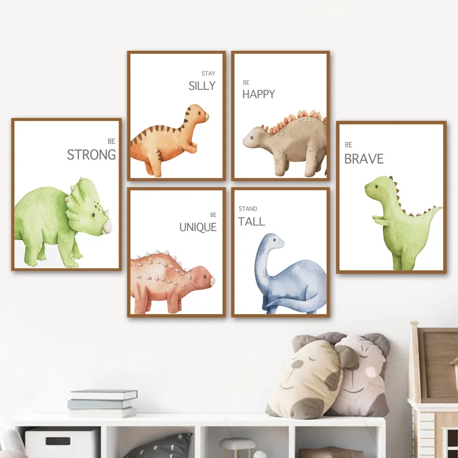 

Cute Boho Dinosaur Nursery Boy Girl Wall Art Canvas Painting Nordic Posters And Prints Wall Pictures Baby Kids Room Dino Decor