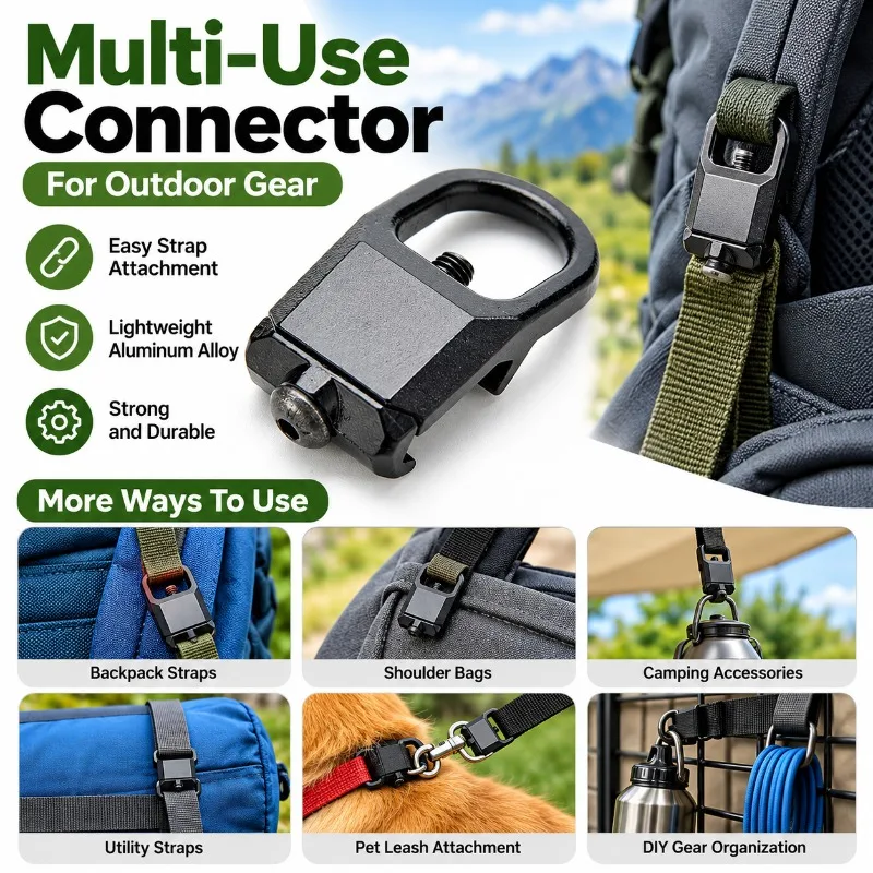 Outdoor 20mm Webbing Fastening Buckle Ring Aluminum Alloy Strap Connector for Camping Bag