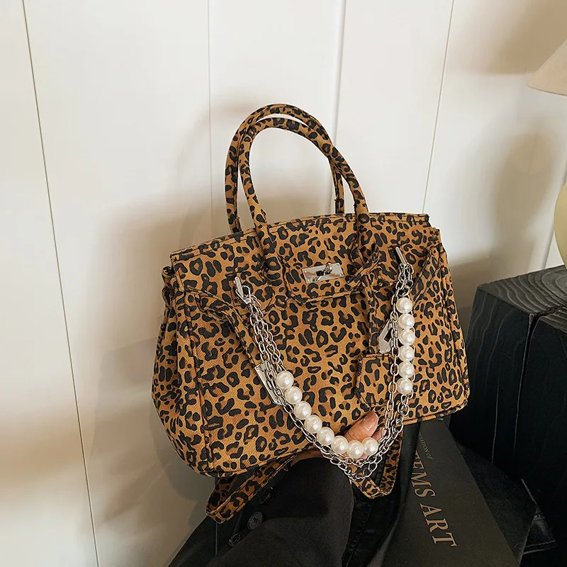 

2025 Vintage Leopard Print Tote - Oversized Two-Way Shoulder & Crossbody Bag, New Trendy Commuter Purse for Women Work Daily Use