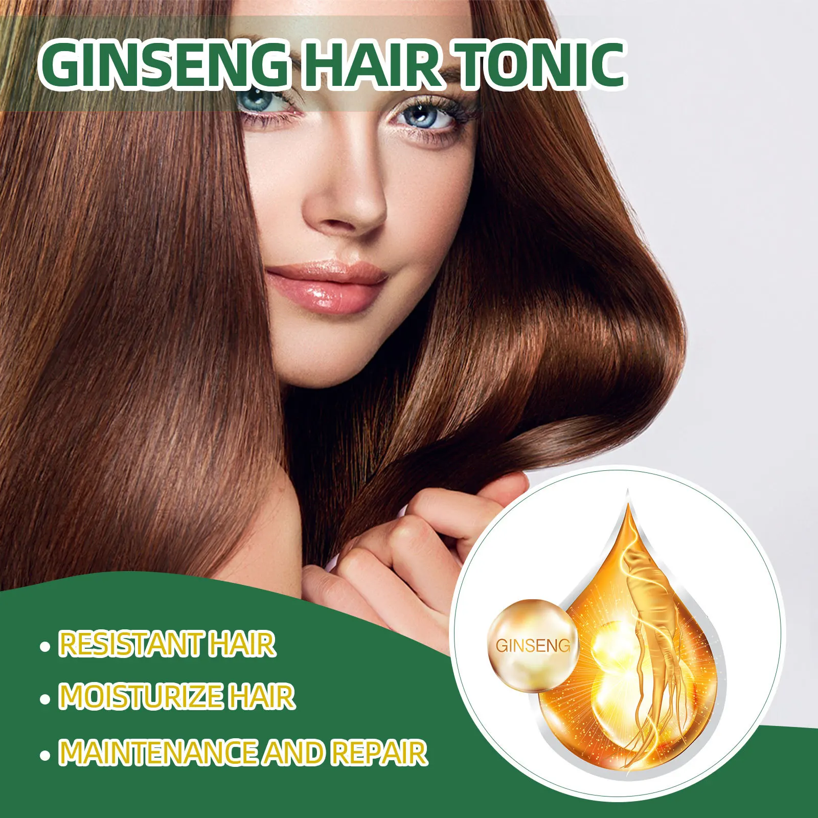 OUHOE Ginseng Hair Growth Solution Oil Neo Genuine Ginseng Extract Hair Growth Spray Strengthening Hair Moisturizing Anti-Fall