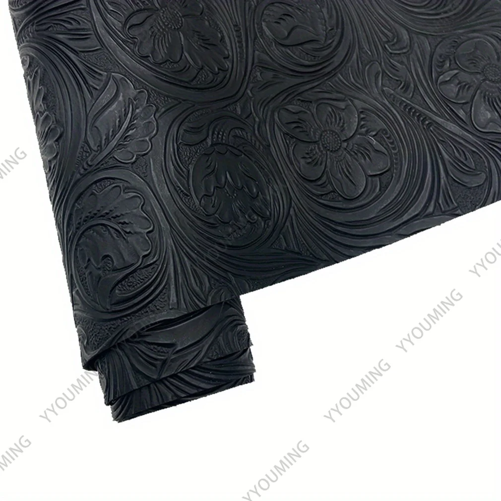 3D Embossed Textured Floral Pattern Faux Leather 32x135cm Vintage Floral Craft Vinyl Fabric Wallet Handbag Sewing Project