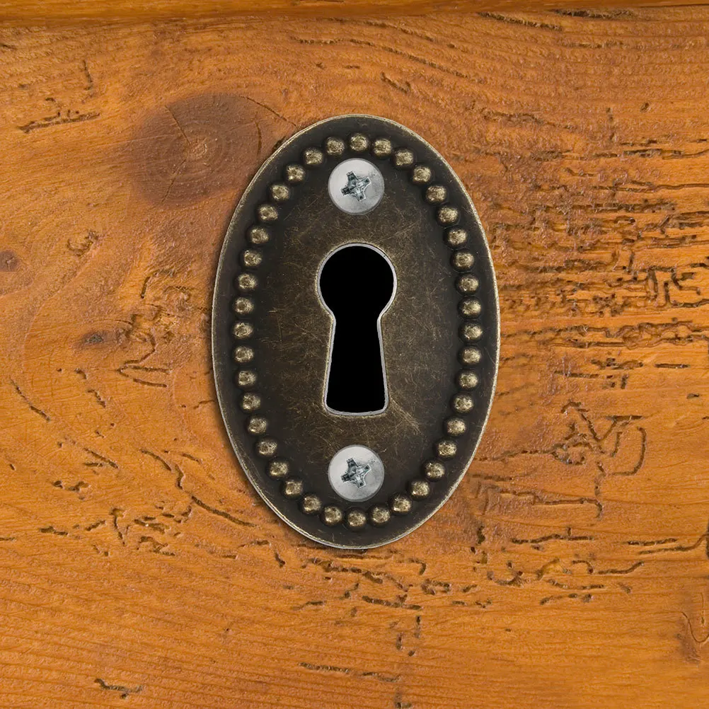 

10pcs Keyhole Cover Plate Oval Alloy Insert For Wooden Box Desk Cabinet Door Dresser Drawer Home Office Furniture Lock Hardware