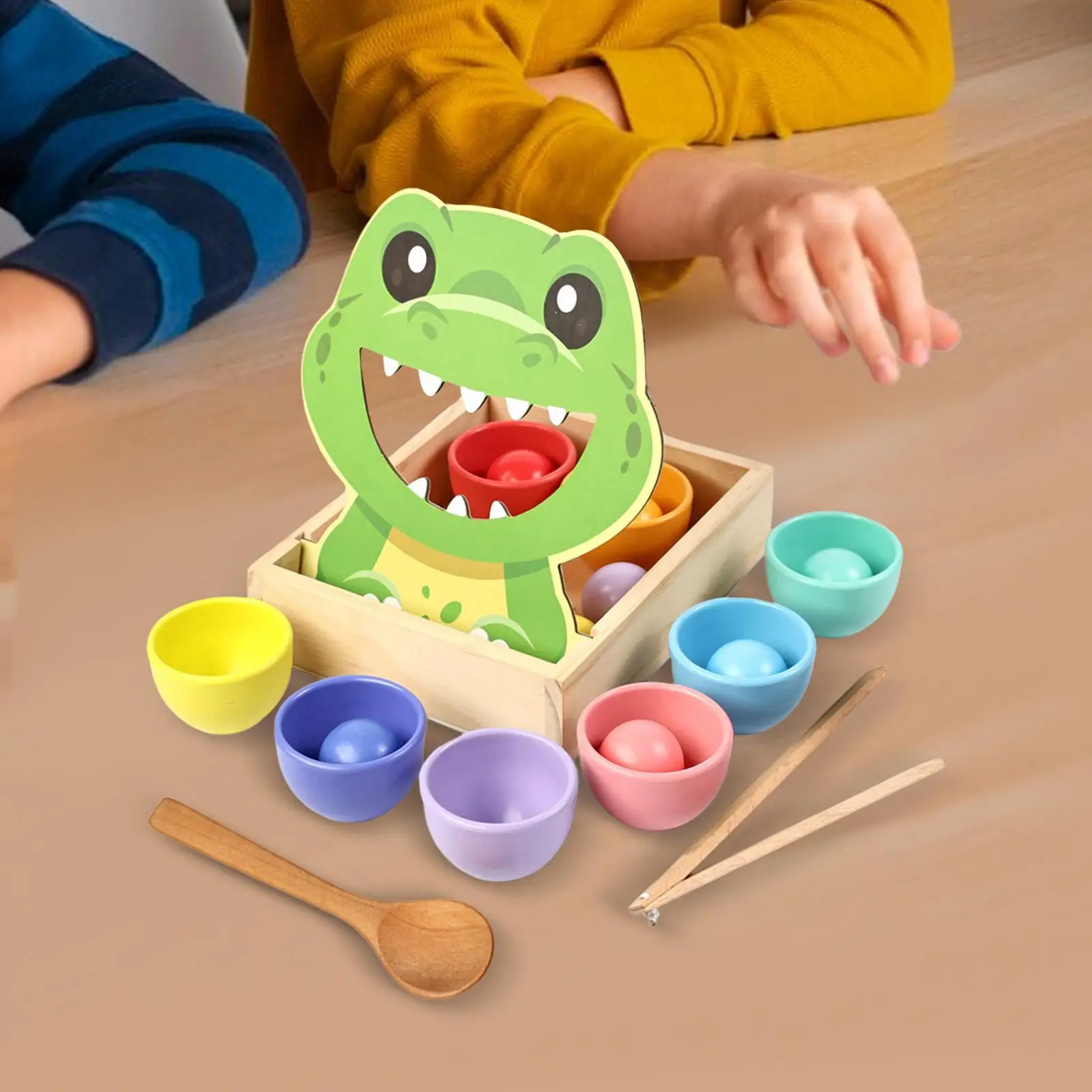 Bolas de arco-íris em copos, jogo de correspondência, bola sensorial de madeira, desenvolvimento educacional para crianças, brinquedo de classificação de cores, presente de feriado