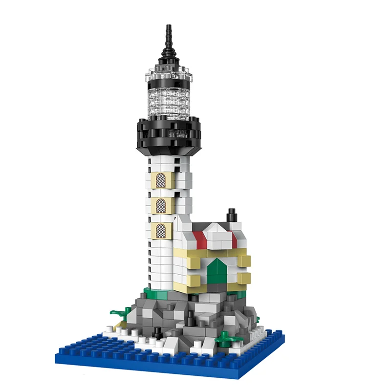 Blocs de construction de phare de Cape pour garçon éducatif, modèle de scène de rue, jouets d'ornement à assembler de bureau