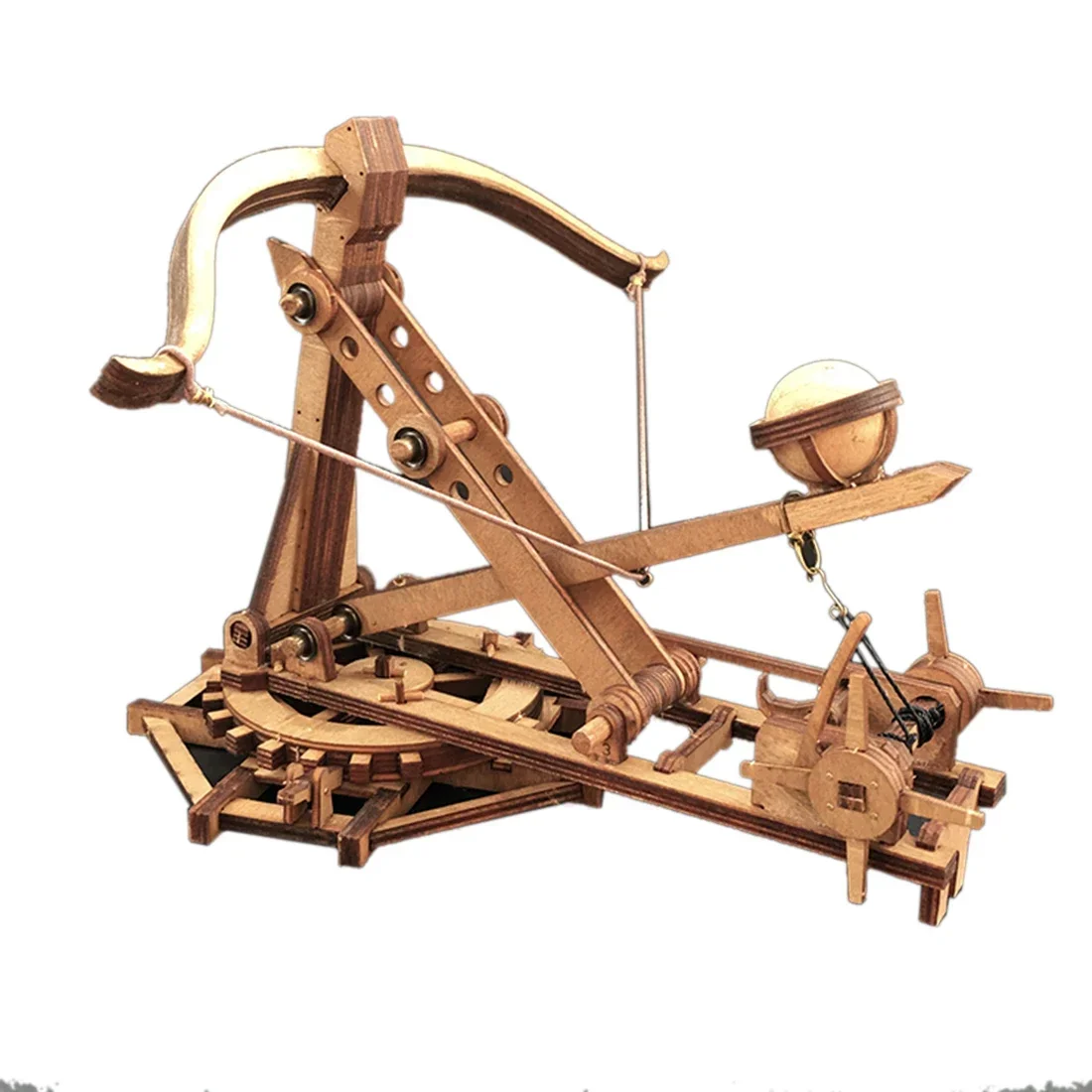 DIY Rotary Trebuchet  Ancient Chariot Model Siege Car Wooden 3D Puzzle Model Need Assembly Retro Ornaments Toy Gift
