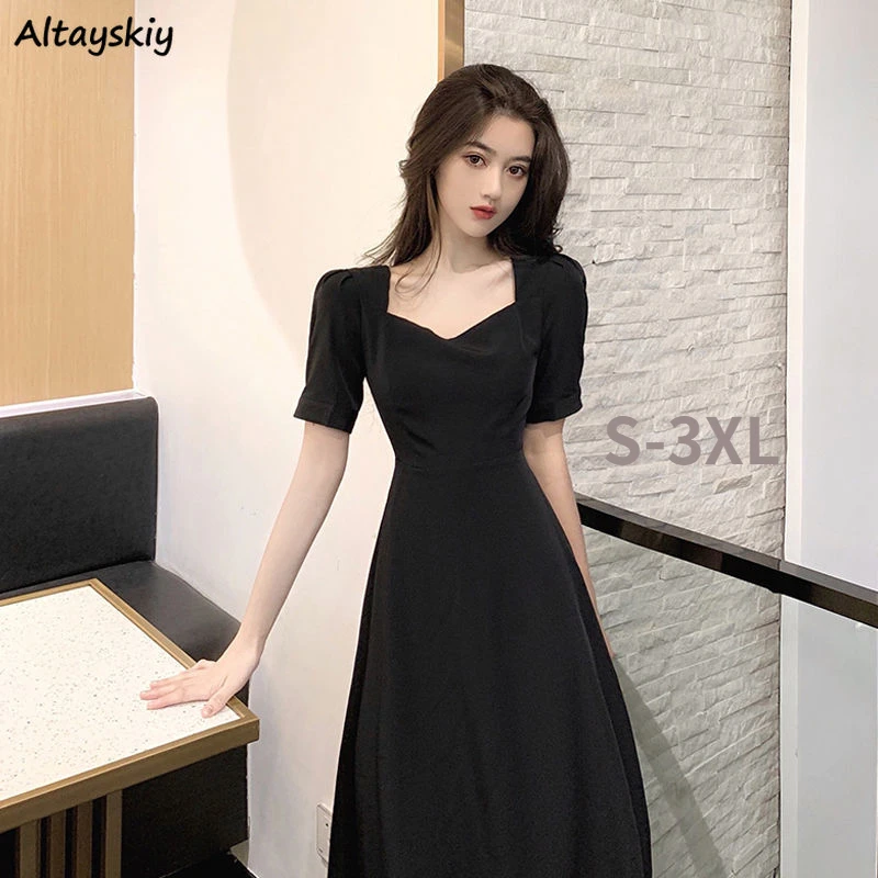 

Short Sleeve Dress Women Summer Bow Design Elegant French Style Retro Maxi Feminine S-3XL Leisure Chic Temperament New