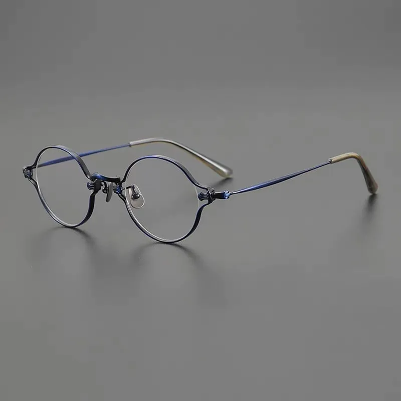 Ultra-light pure titanium glasses frame retro optical round big face glasses frame can be equipped with prescription glasses.