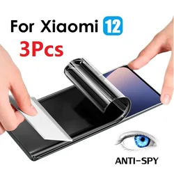 3Pcs Anti-Spy Privacy Hydrogel Film For Xiaomi 12 X Pro 12X 12 Pro Screen Protectors 12 Pro Anti Peeping Soft Film Not Glass