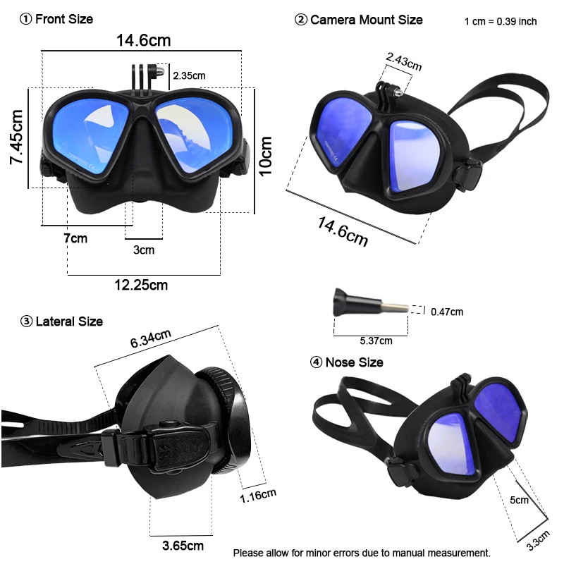 Wet Go-Pro Maska do nurkowania z niską pojemnością ze szkła hartowanego Maska do nurkowania typu J z mocowaniem aparatu Zestaw do snorkelingu Buceo 스노클링 프리다이빙