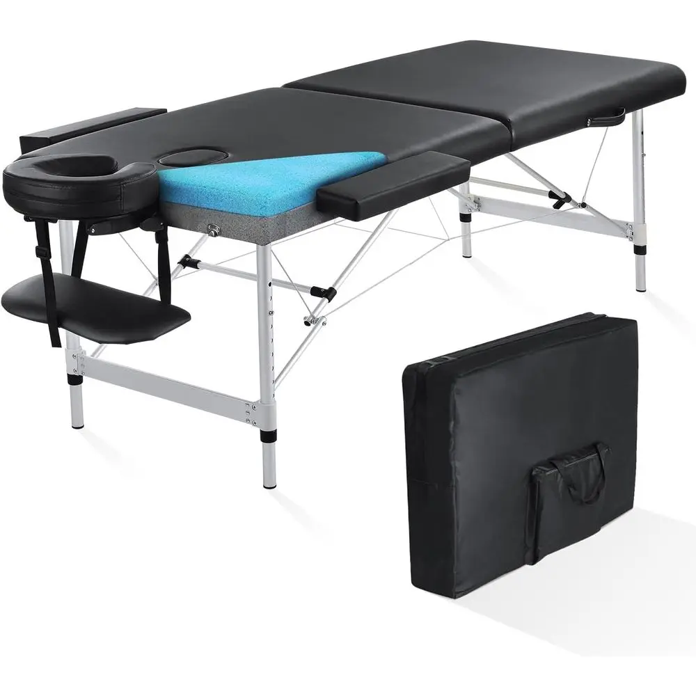 

Portable Massage Table with 2-Section Height Adjustment, Carrying Bag & Accessories for Home and SPA Use