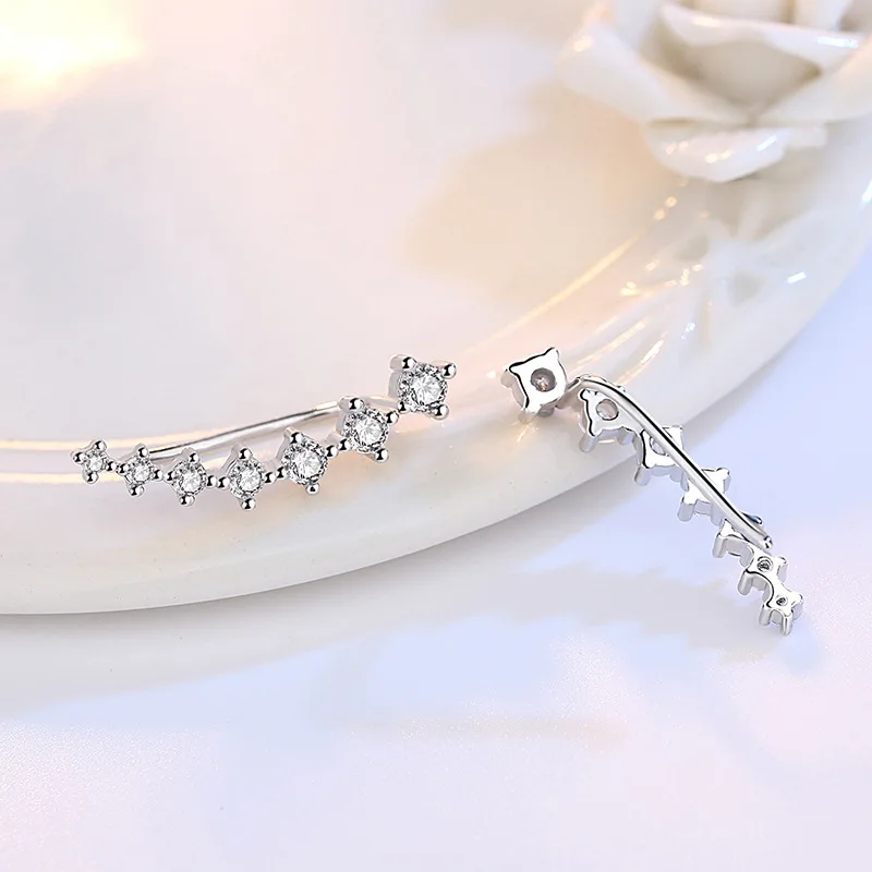 Real 925 Sterling Silver Women\'s High Quality Fashion Jewelry Multiple Crystal Zircon Hoop Earrings New XY0220
