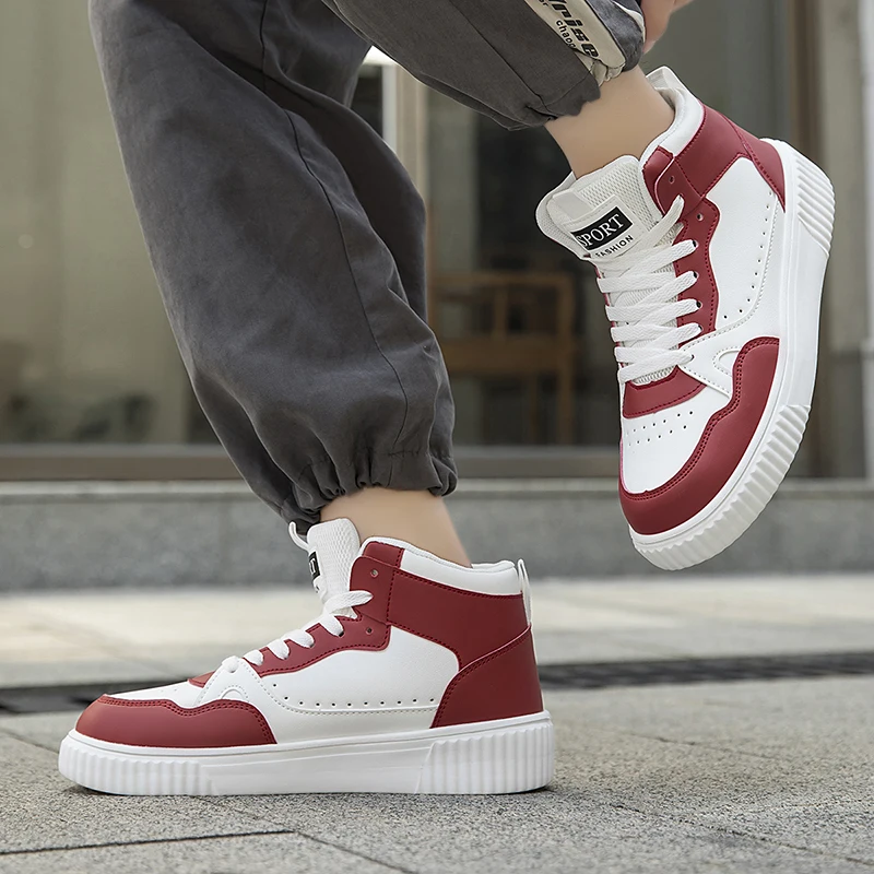 أحذية تزلج عالية الجودة باللون الأحمر للجنسين، أحذية تزلج رجالية خفيفة الوزن، أحذية رياضية كاجوال جلدية مريحة للنساء، أحذية رياضية #3