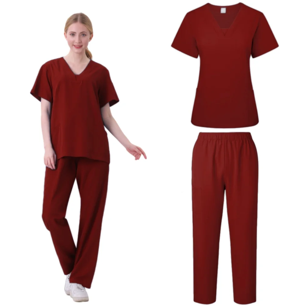 Female Beauty Salon Work Clothes Operating Room Scrub Hand Washing Short-sleeved Doctor's Elastic Scrub Sets Work Wear