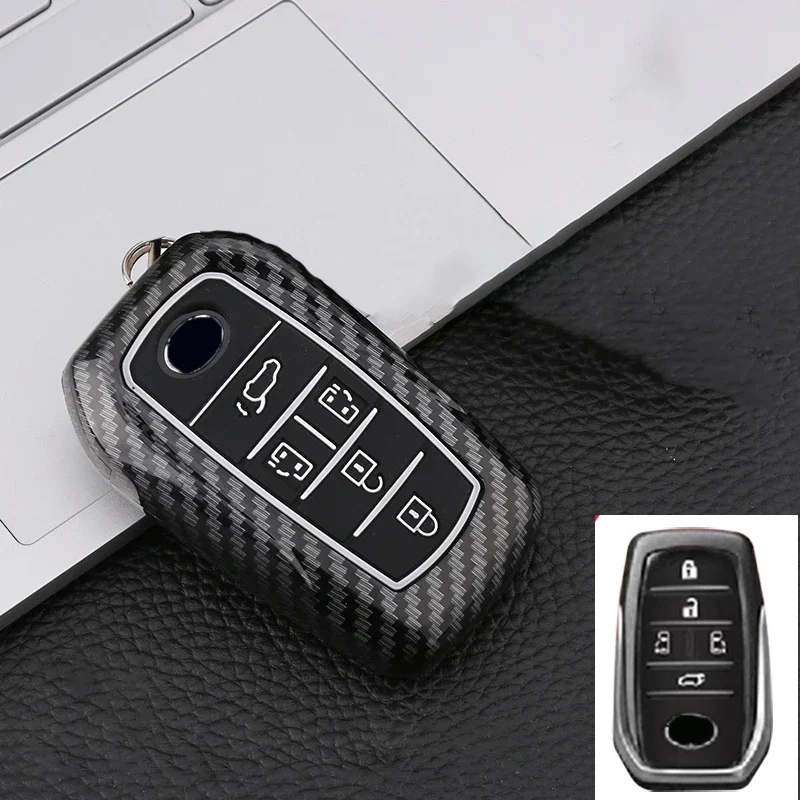 

5 6 Buttons New Carbon Fiber ABS Car Key Case For Toyota Alphard Vellfire Car Key Cover Interior Accessories