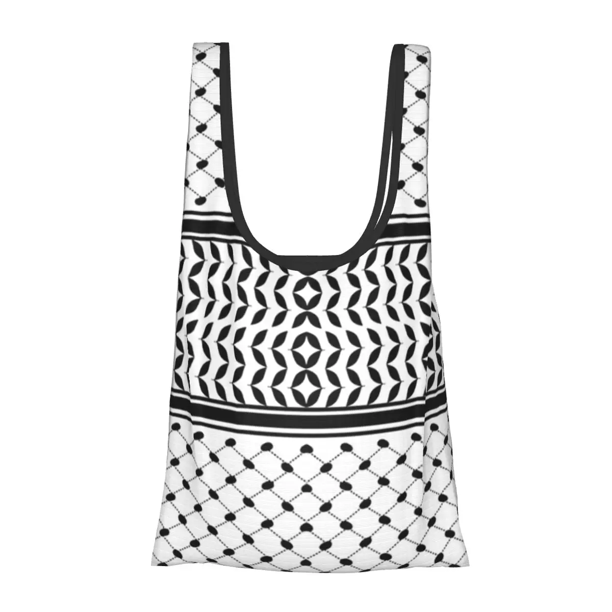 

Palestinian Kufiyeh Pattern II Portable Tote Shopping Bags Foldable Shopper Bag Groceries Handbag Shoulder Bag