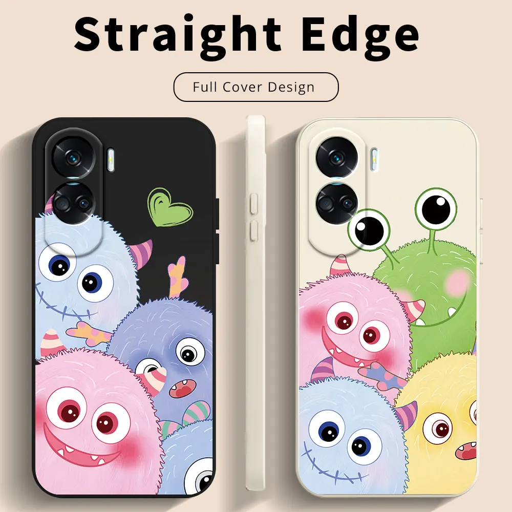 Case For Honor 90 70 20 Lite 90 Pro 20S 6.15 Honor Magic5 6 4 Lite 5G 90Lite 90Smart 70ProPlus Cute Monster Silicon Square Cover