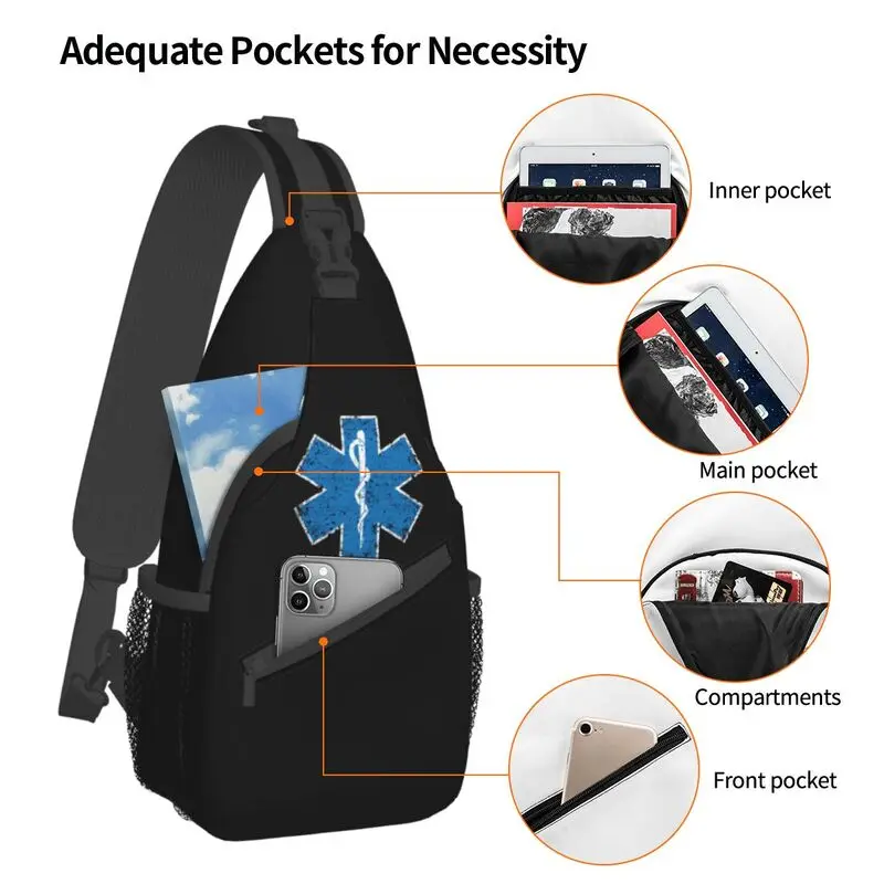 Emt Star Of Life Sling Chest Bag Customized Paramedic Medic Ambulance Crossbody Shoulder Backpack for Men Travel Hiking Daypack