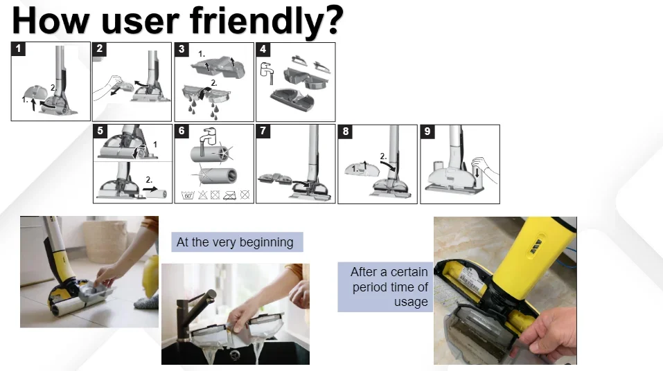 #q Hard Wood Floor Cleaner Electric Mop with Water Tank LED Headlight Handheld Electric Mop Cordless - view 6