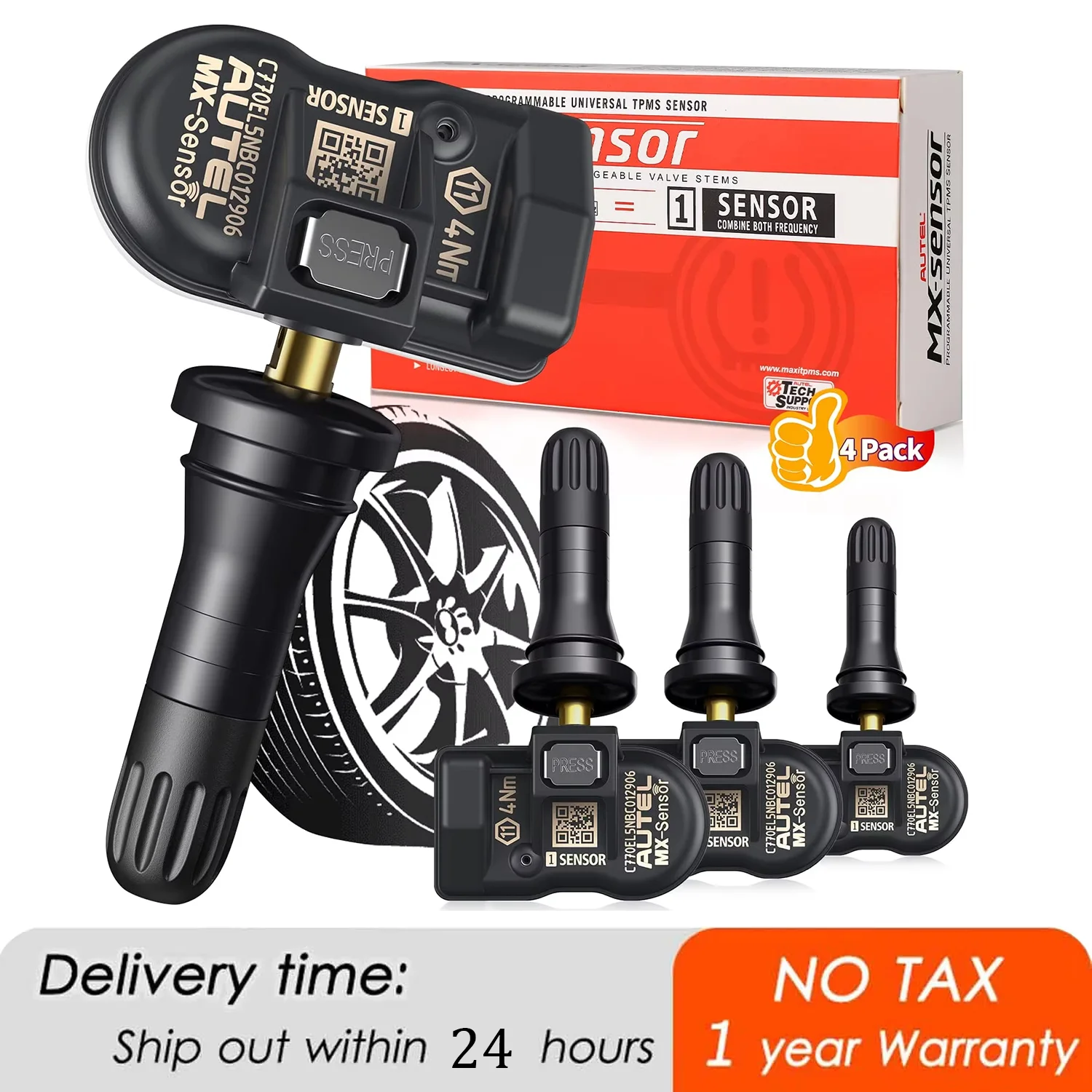 

Autel TPMS MX Sensors MaxiTPMS Tire Pressure 2 in 1 (315MHz+433MHz) Press-in OE-Level Programmable Monitoring (Rubber valves)