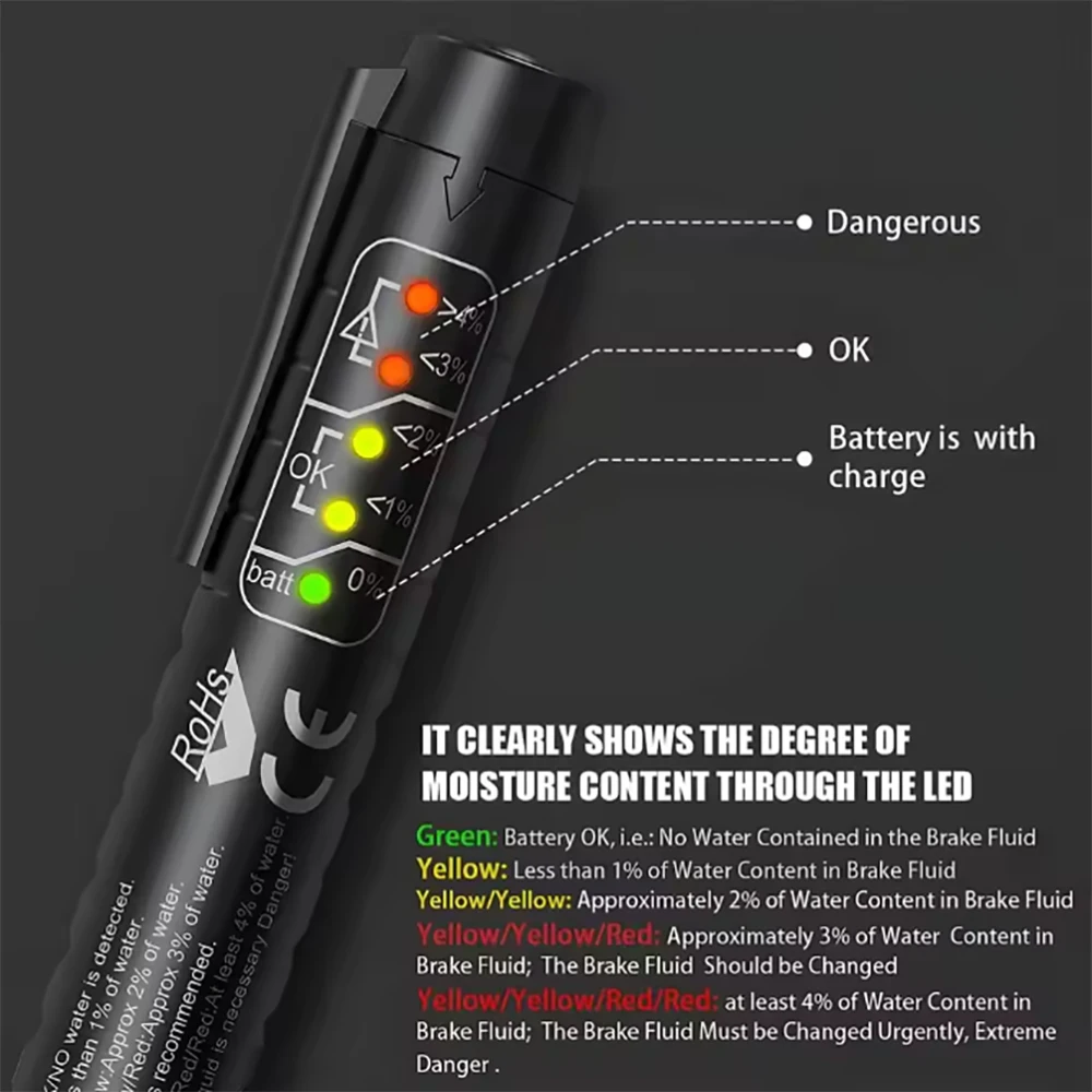 Auto Meters Car Vehicle oil Electronic Brake Fluid Liquid Tester Pen Accurate Oil Moisture DOT3 4 5 LED Oil test Indicator Pen view 6