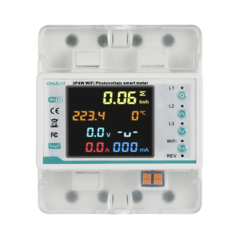 Tuya WiFi Smart 3-phase 4-wire Energy Meter Automatic Reclosure Protector Power Meter LCD Display Remote Control Energy Meter