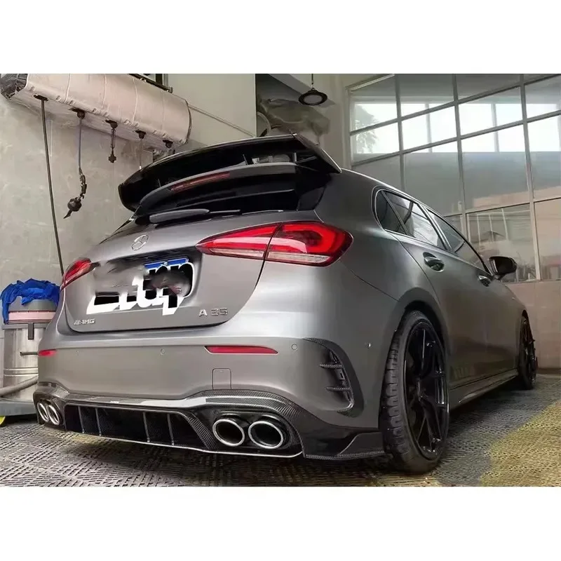 For Mercedes Benz A Class AMG W177 A220 A260 A45 Carbon Fiber Car Rear Bumper Diffuser Rear Splitters Spoiler Back lip view 3