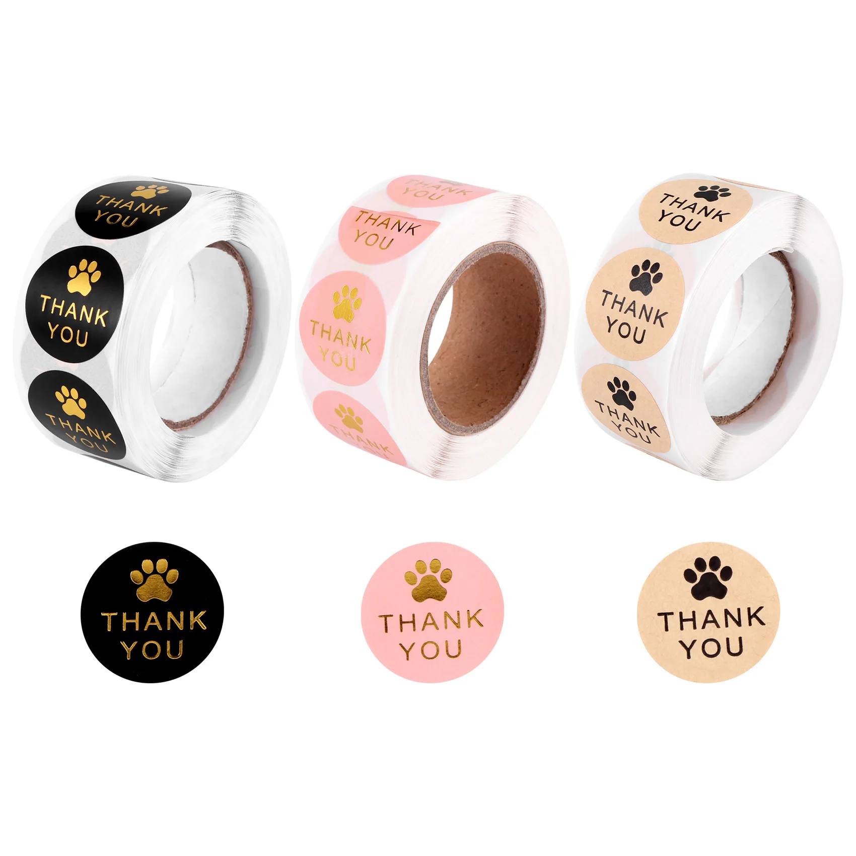 

1500 Pcs Round Kraft Paws Print Thank You Labels Stickers, Dog Claw Print Labels, Present for Sealing and Decoration