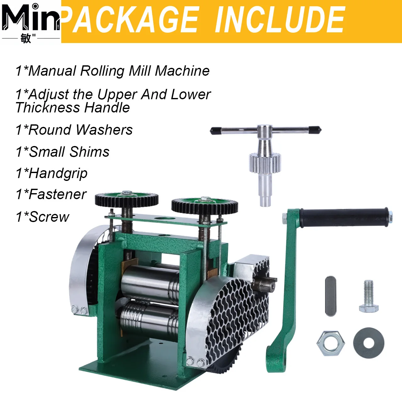 3-in-1 Jewelry Rolling Mill Machine Manual 76mm Flat Square Half-Round Roller 0.1-7mm Adjustable for Metal Sheet Wire Forming