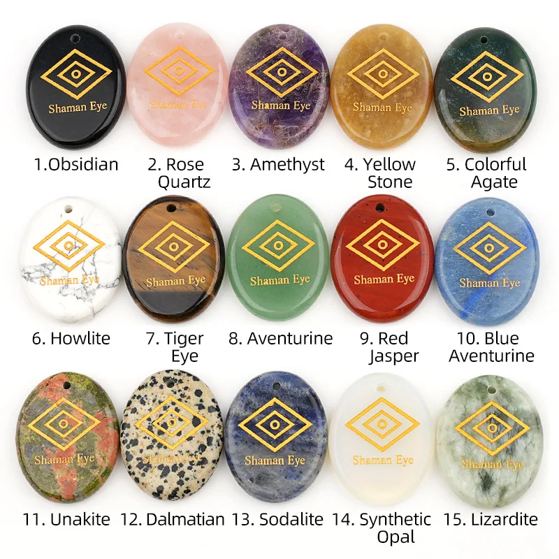 Crystal Stone Ornaments Shaman Eye Oval Natural Agates Healing Therapy Meditation Spiritual Natural Gemstone Home Decoration