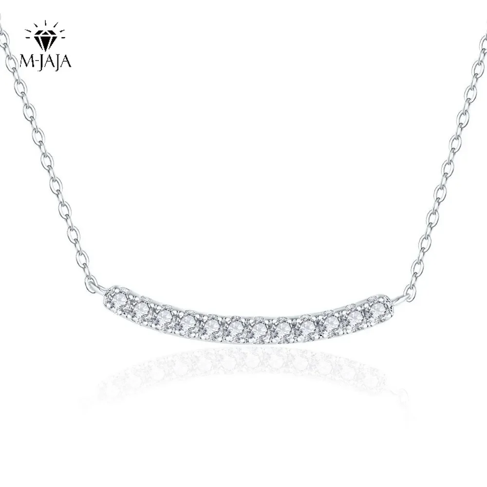 

M-JAJA муассанит с подвеской в виде улыбки для женщин, ожерелье с бриллиантами, позолоченное серебро S925, ювелирные украшения для свадебной вечеринки